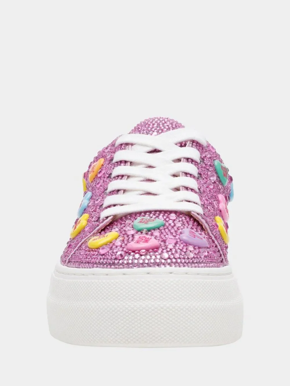 Betsey Johnson $109 Sidny Pink Multi Conversations Hearts Sz 8 NIB! - Picture 8 of 9